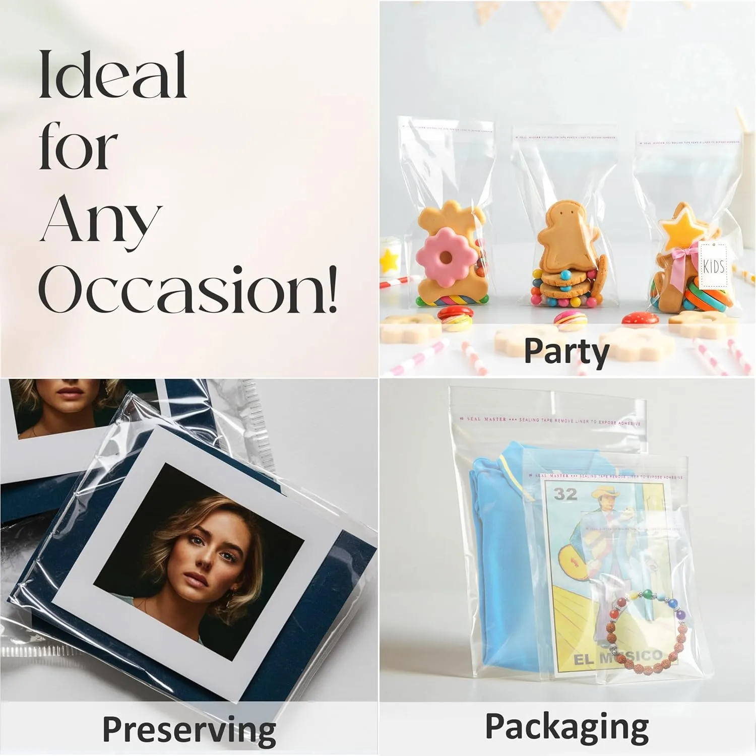 Shop4Mailers 10 x 13 Cellophane Clear Resealable Self Seal Bags for Party Favors, Treat, Presents, Documents, Portraits, Photos, Clothes, Bedding Sheets (1000 Pack)