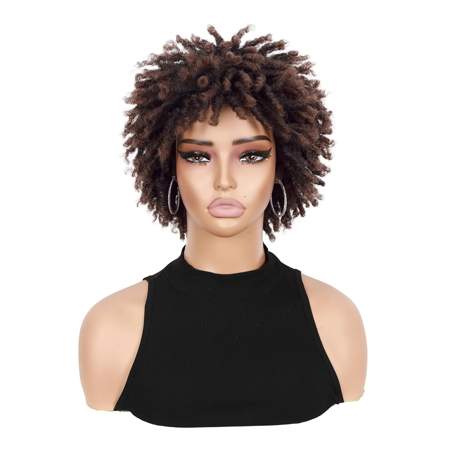 Short Dreadlock Wig Twist Braids Wigs Dreadlock Wig for Black Women and Men Ombre Brown African American Twist Braiding Synthetic Wig 1B 30