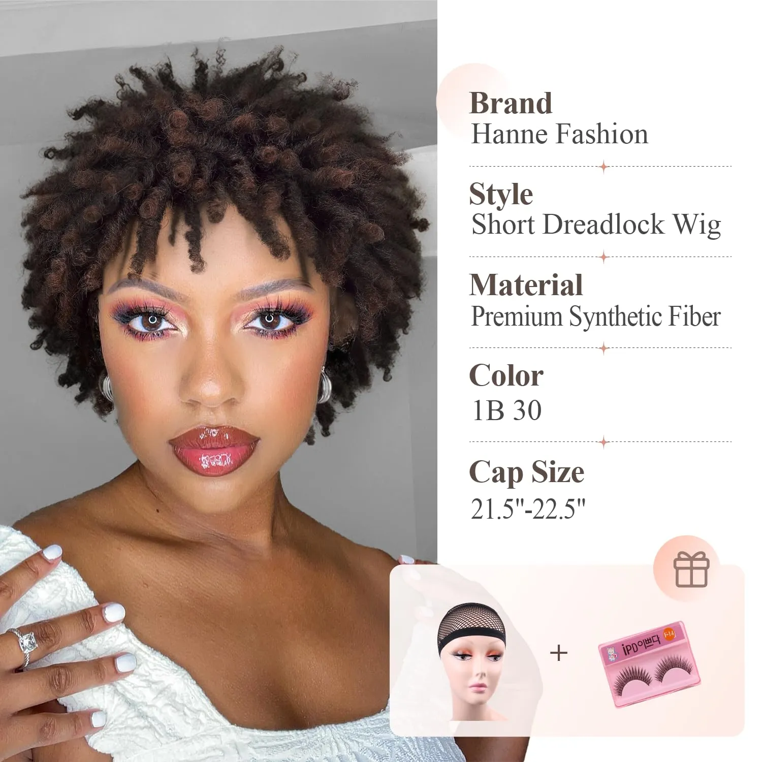 Short Dreadlock Wig Twist Braids Wigs Dreadlock Wig for Black Women and Men Ombre Brown African American Twist Braiding Synthetic Wig 1B 30