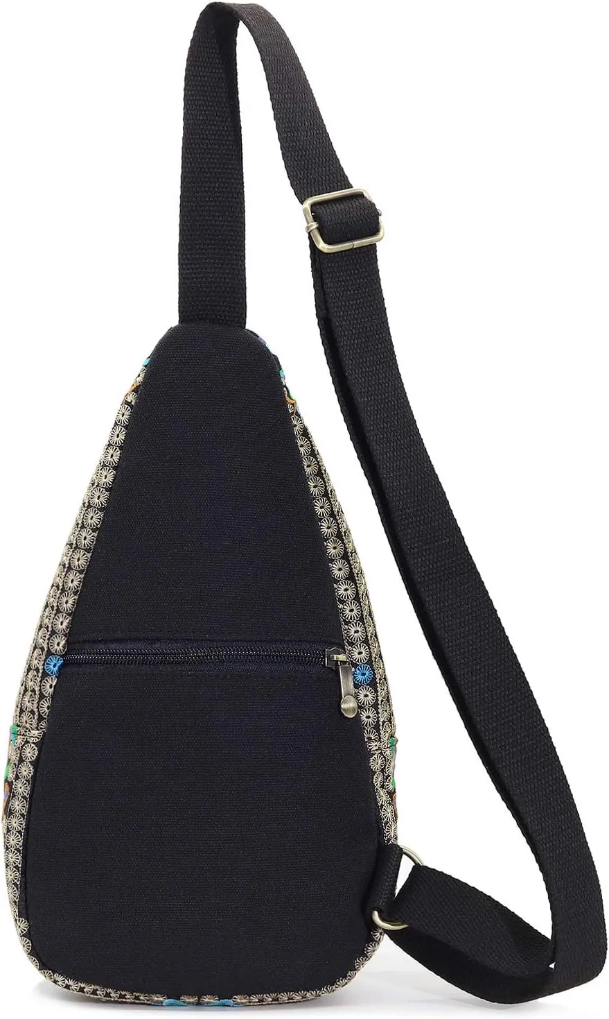 SILKAREA Embroidered Boho Small Sling Bag for Women Travel Chest Bag Crossbody Backpack Purse Shoulder Bag (Blue)