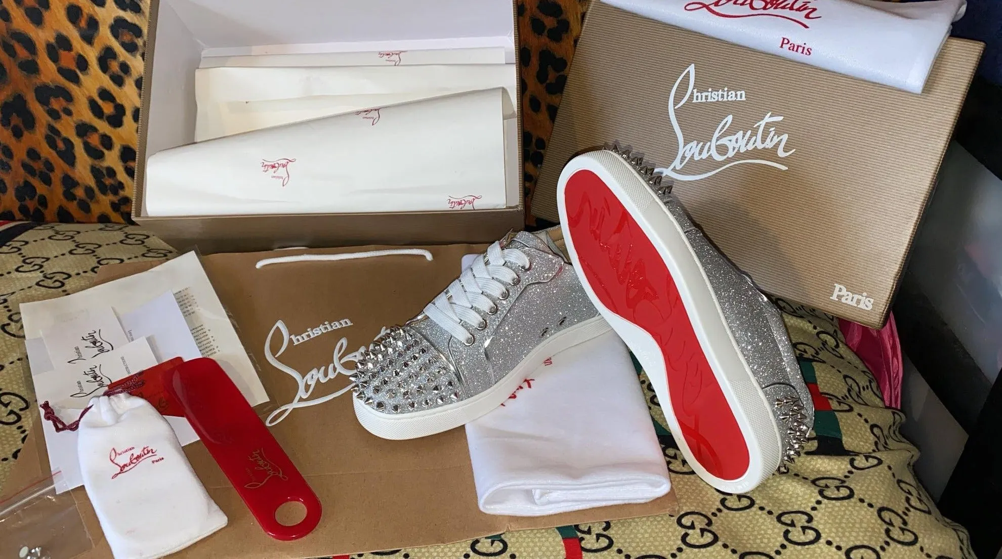 Silver Glittery Studded Trainers
