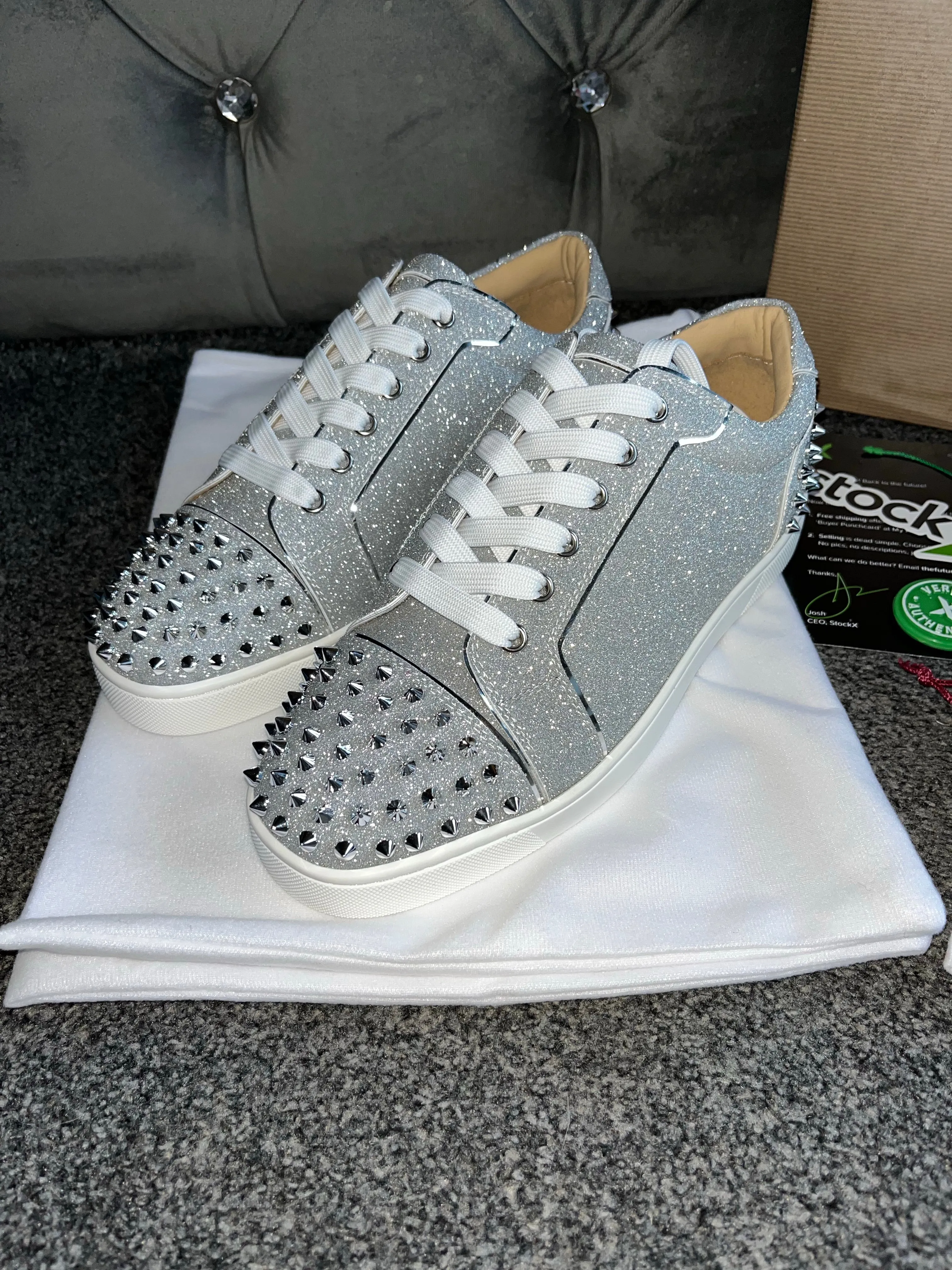 Silver Glittery Studded Trainers