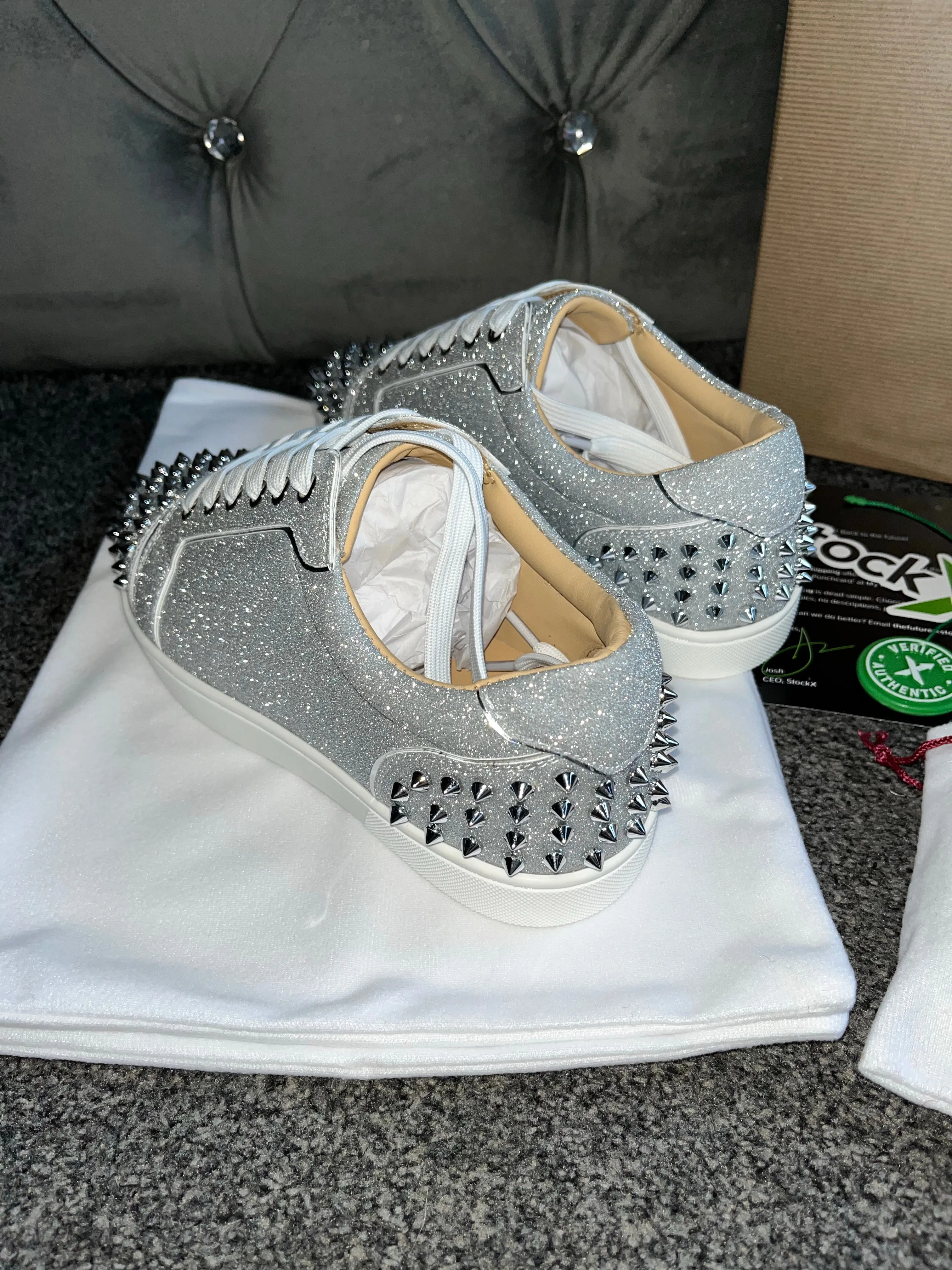 Silver Glittery Studded Trainers