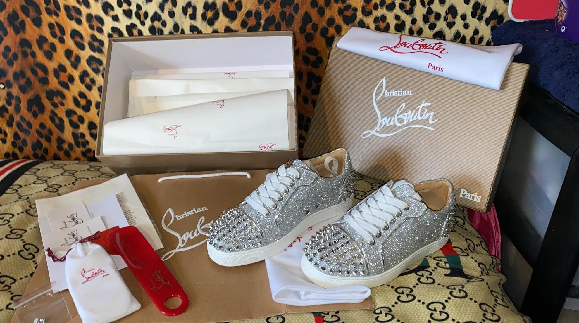 Silver Glittery Studded Trainers
