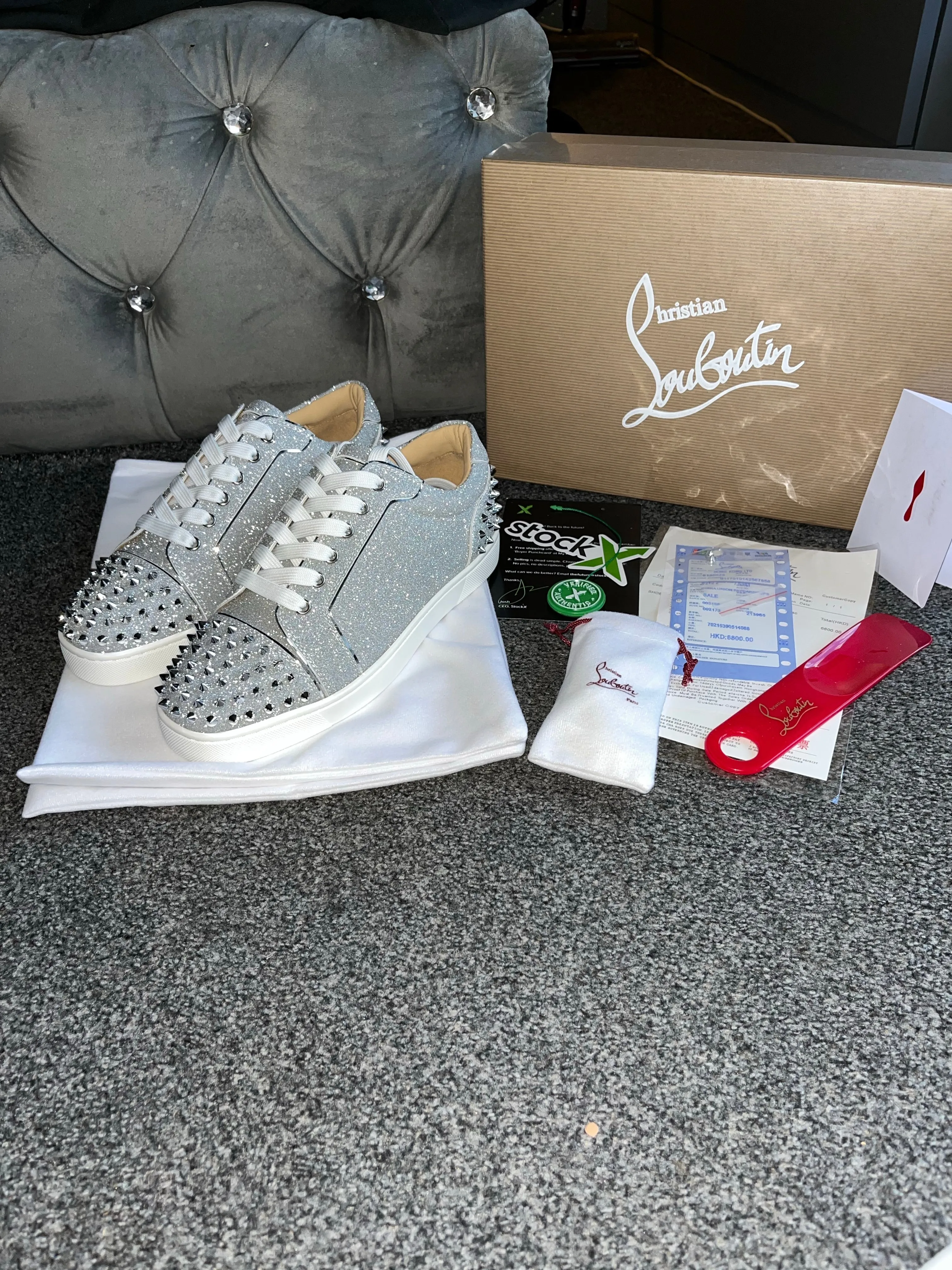 Silver Glittery Studded Trainers