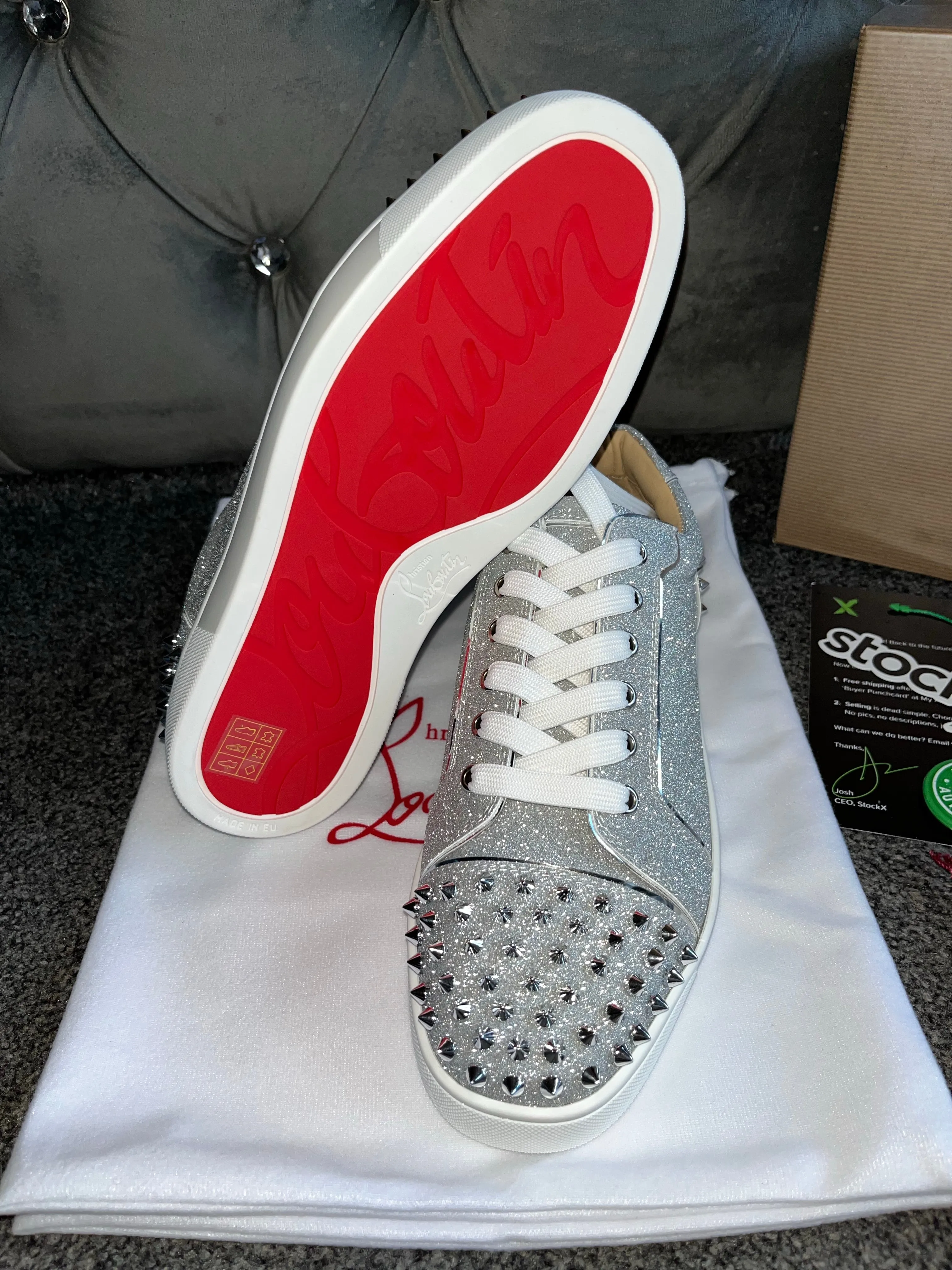 Silver Glittery Studded Trainers