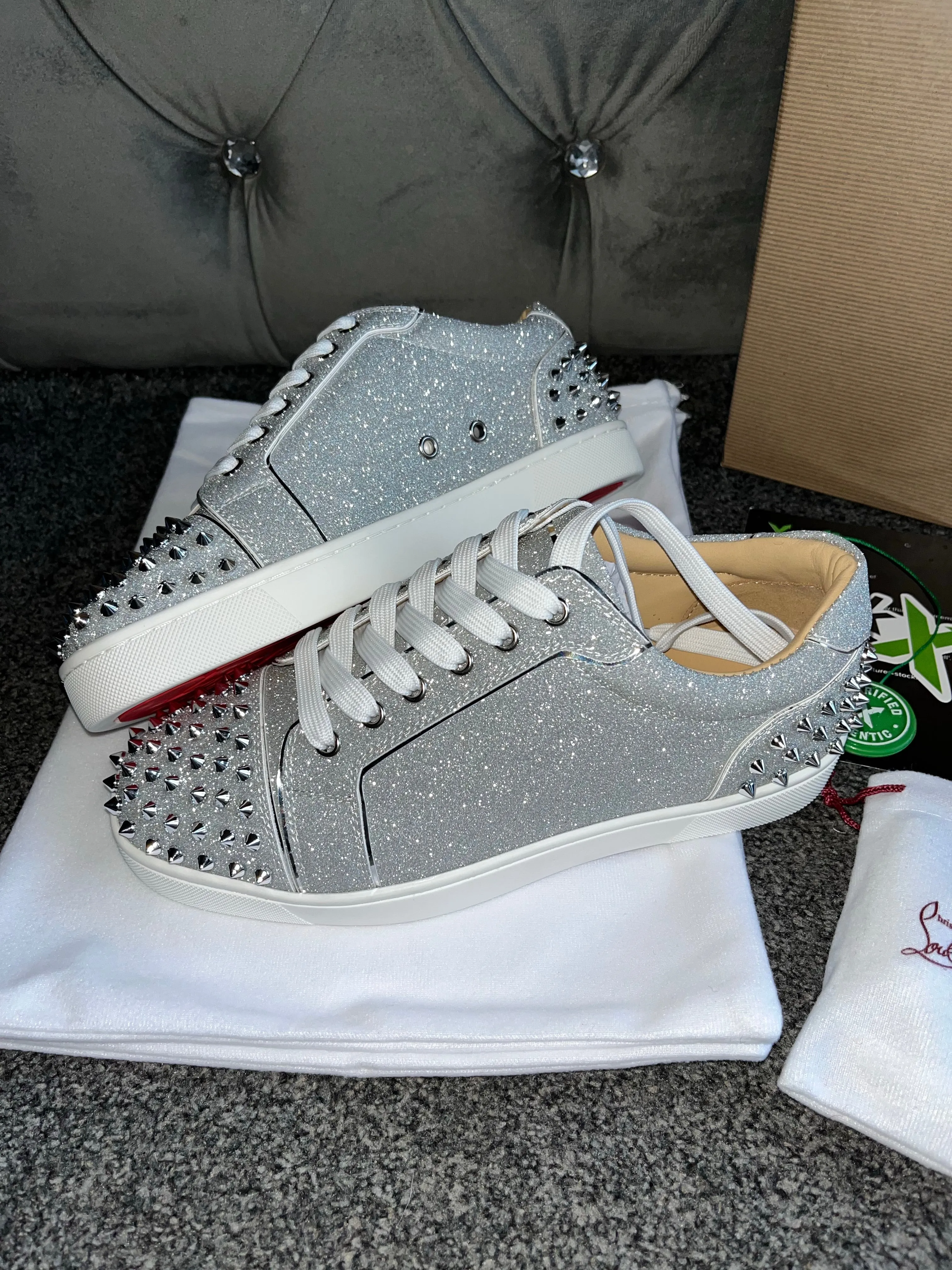 Silver Glittery Studded Trainers