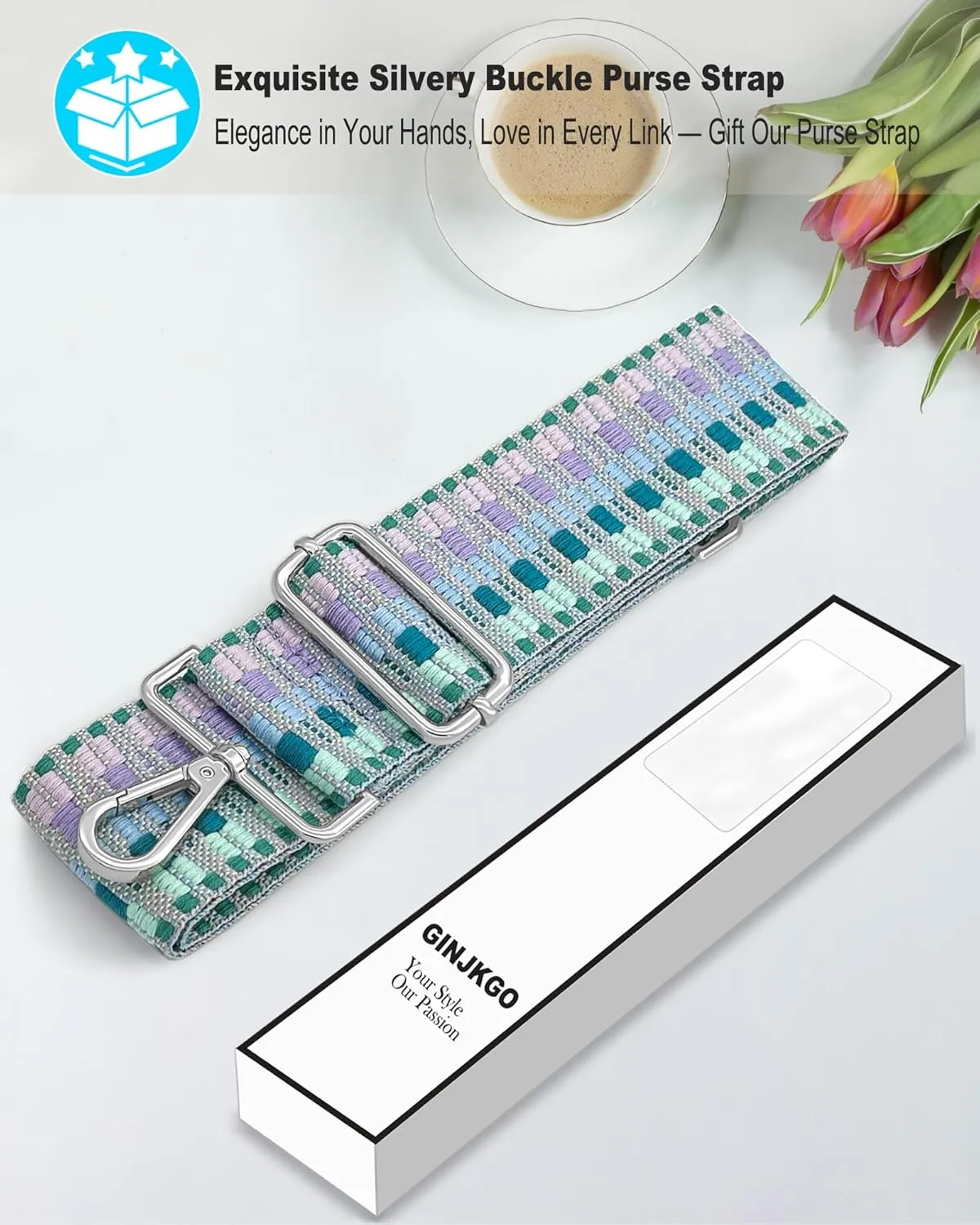 Silvery Purse Straps Replacement Crossbody - Guitar Strap for Purse Crossbody