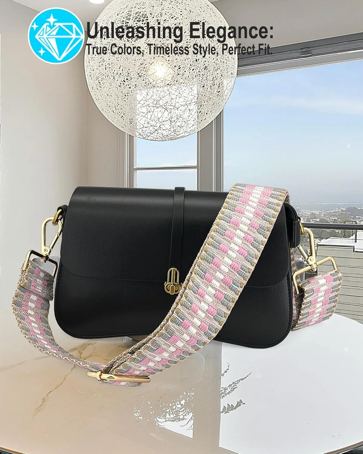 Silvery Purse Straps Replacement Crossbody - Guitar Strap for Purse Crossbody