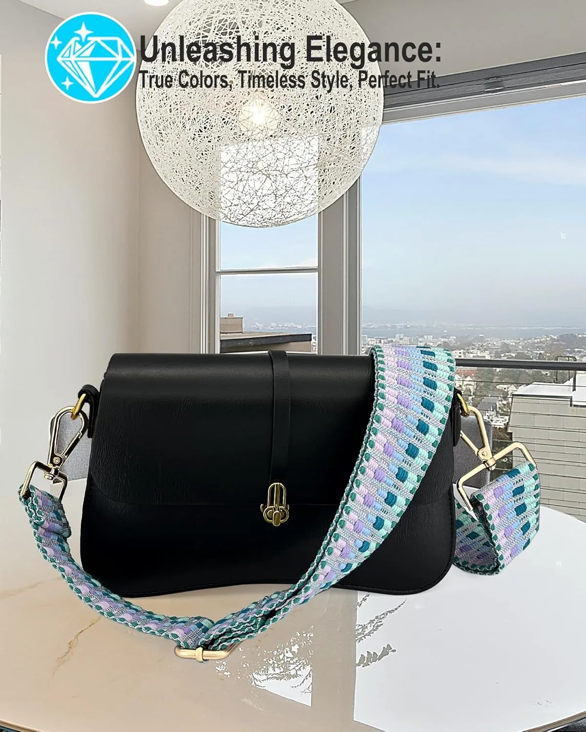Silvery Purse Straps Replacement Crossbody - Guitar Strap for Purse Crossbody