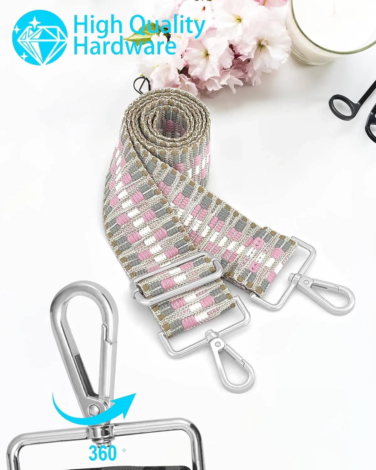 Silvery Purse Straps Replacement Crossbody - Guitar Strap for Purse Crossbody