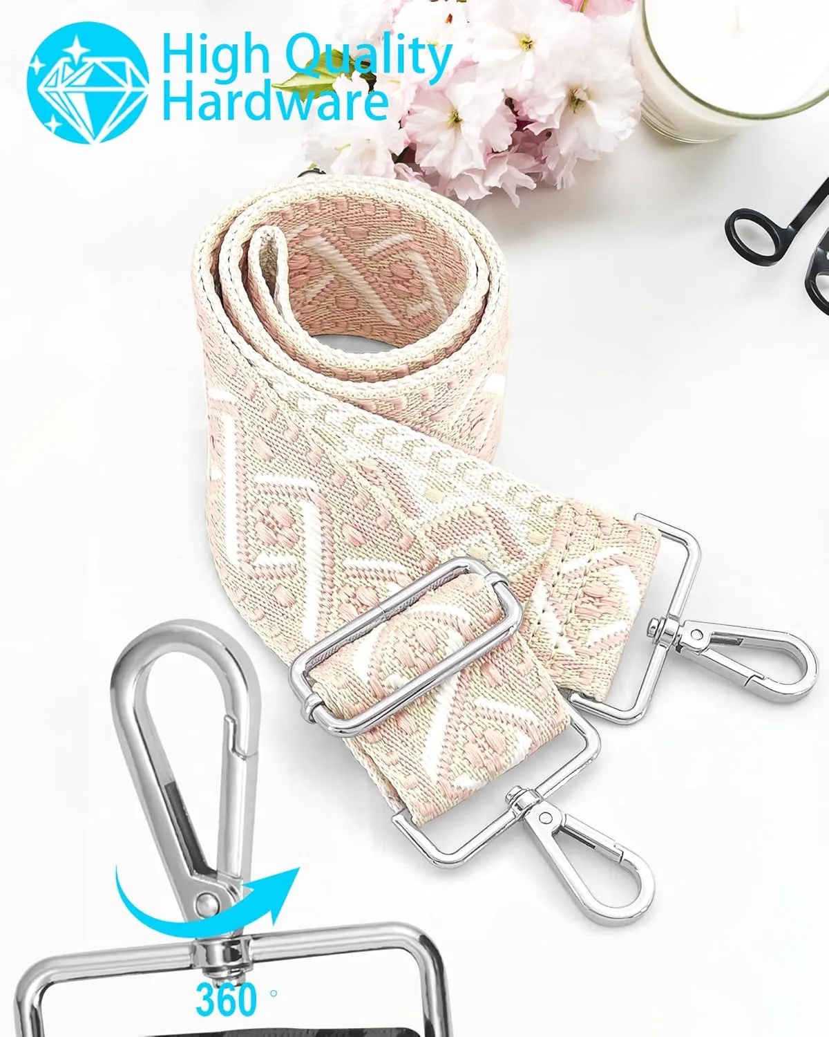 Silvery Purse Straps Replacement Crossbody - Guitar Strap for Purse Crossbody