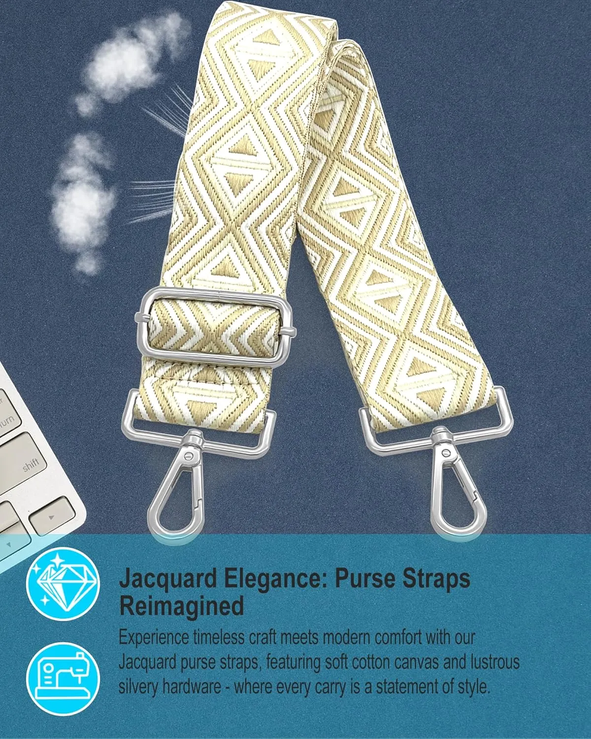 Silvery Purse Straps Replacement Crossbody - Guitar Strap for Purse Crossbody