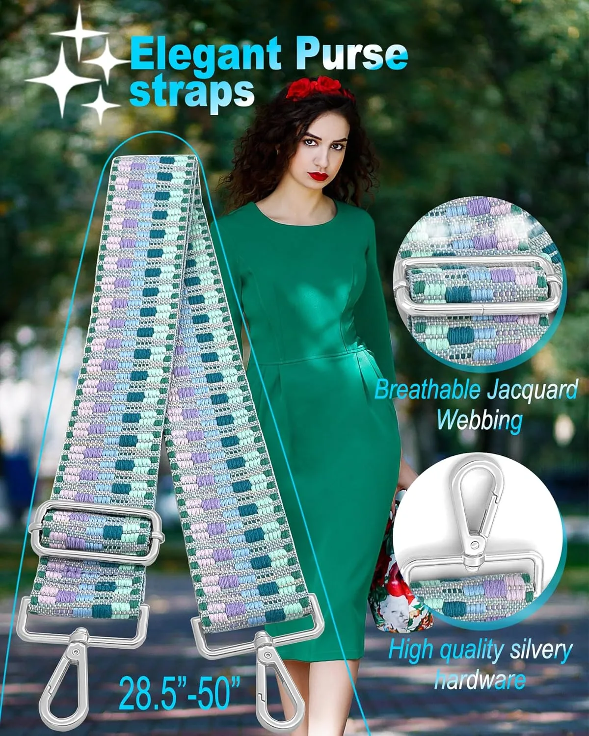 Silvery Purse Straps Replacement Crossbody - Guitar Strap for Purse Crossbody