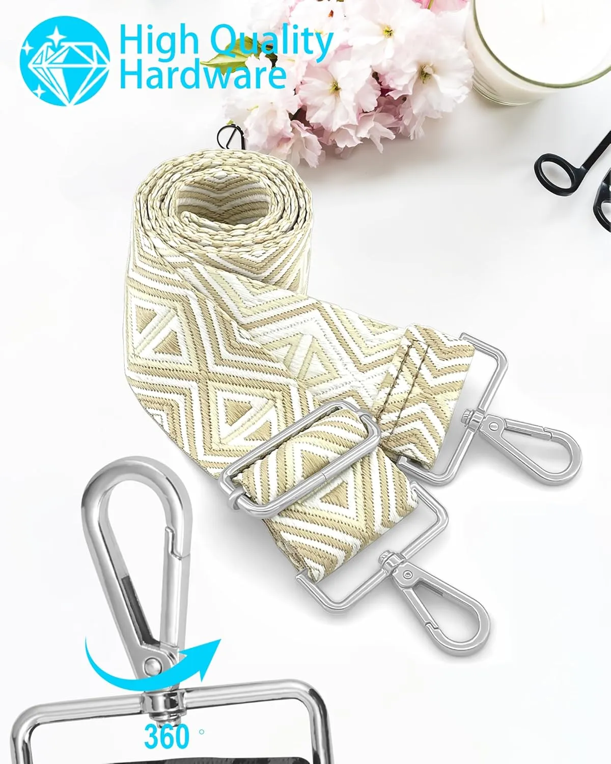 Silvery Purse Straps Replacement Crossbody - Guitar Strap for Purse Crossbody