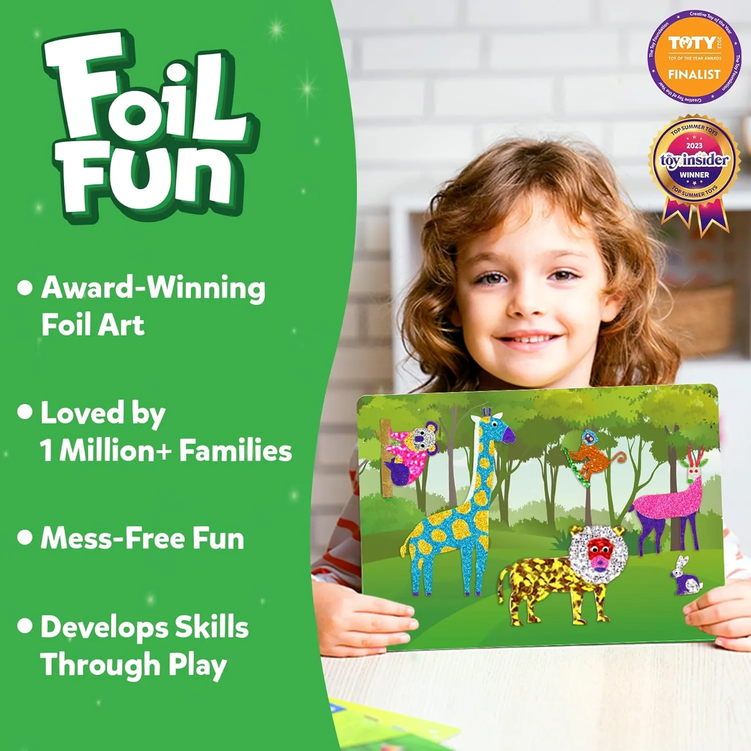 Skillmatics Art & Craft Activity - Foil Fun Animals, No Mess Art for Kids, Travel Toys, Craft Kits, DIY Creative Activity, Gifts for Boys & Girls Ages 4, 5, 6, 7, 8, 9