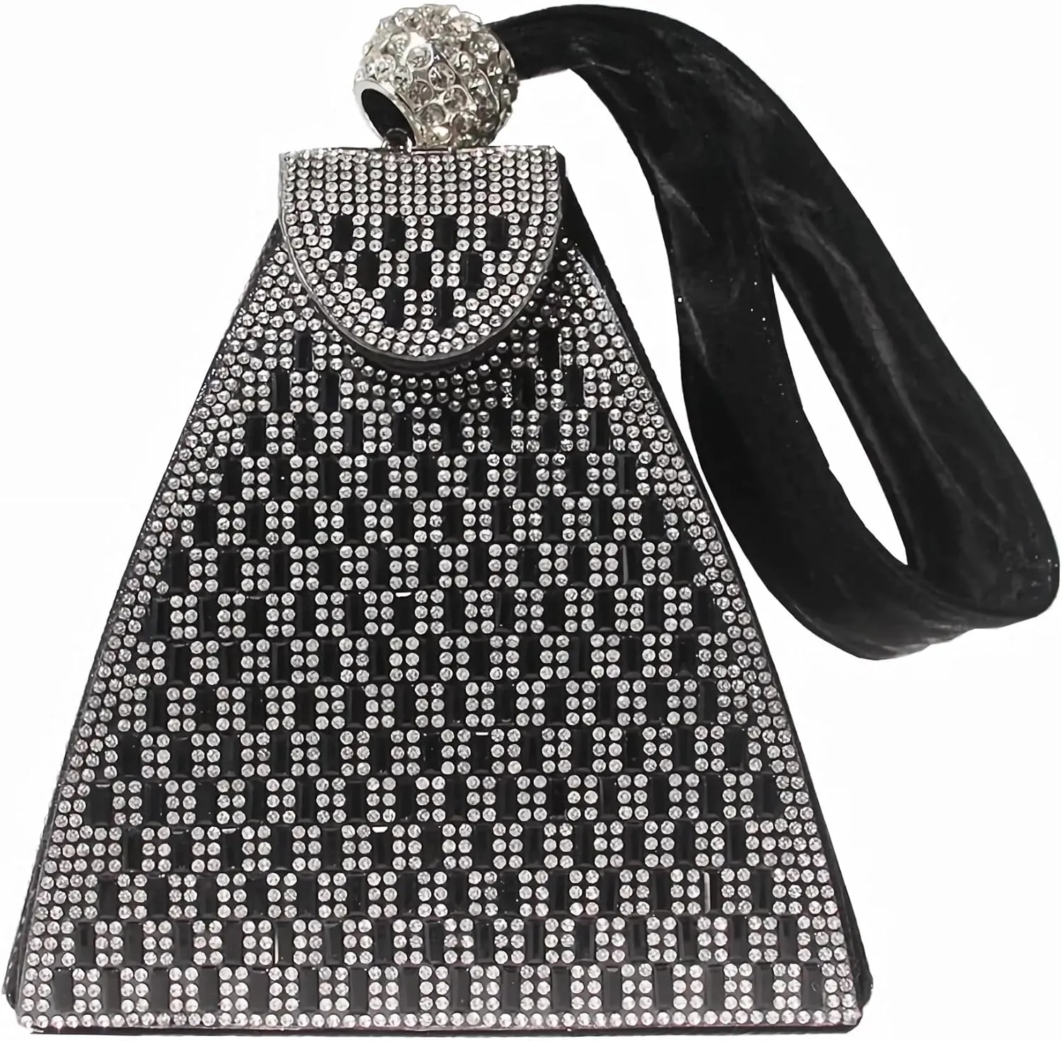 Small Rhinestone Clutch Purse for Womem Sparkly Glitter Triangle Evening Bag Wristlet Handbag