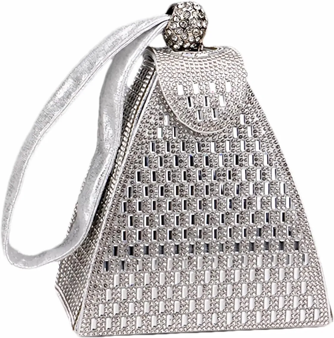 Small Rhinestone Clutch Purse for Womem Sparkly Glitter Triangle Evening Bag Wristlet Handbag