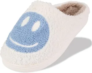 Smile Face Slippers For Women Men, Retro Soft Plush Lightweight Cute Happy Face House Slides, Cozy Fluffy Warm Home Cloud Slippers Slip-On Fleece Shoes Non-Slip Indoor Outdoor