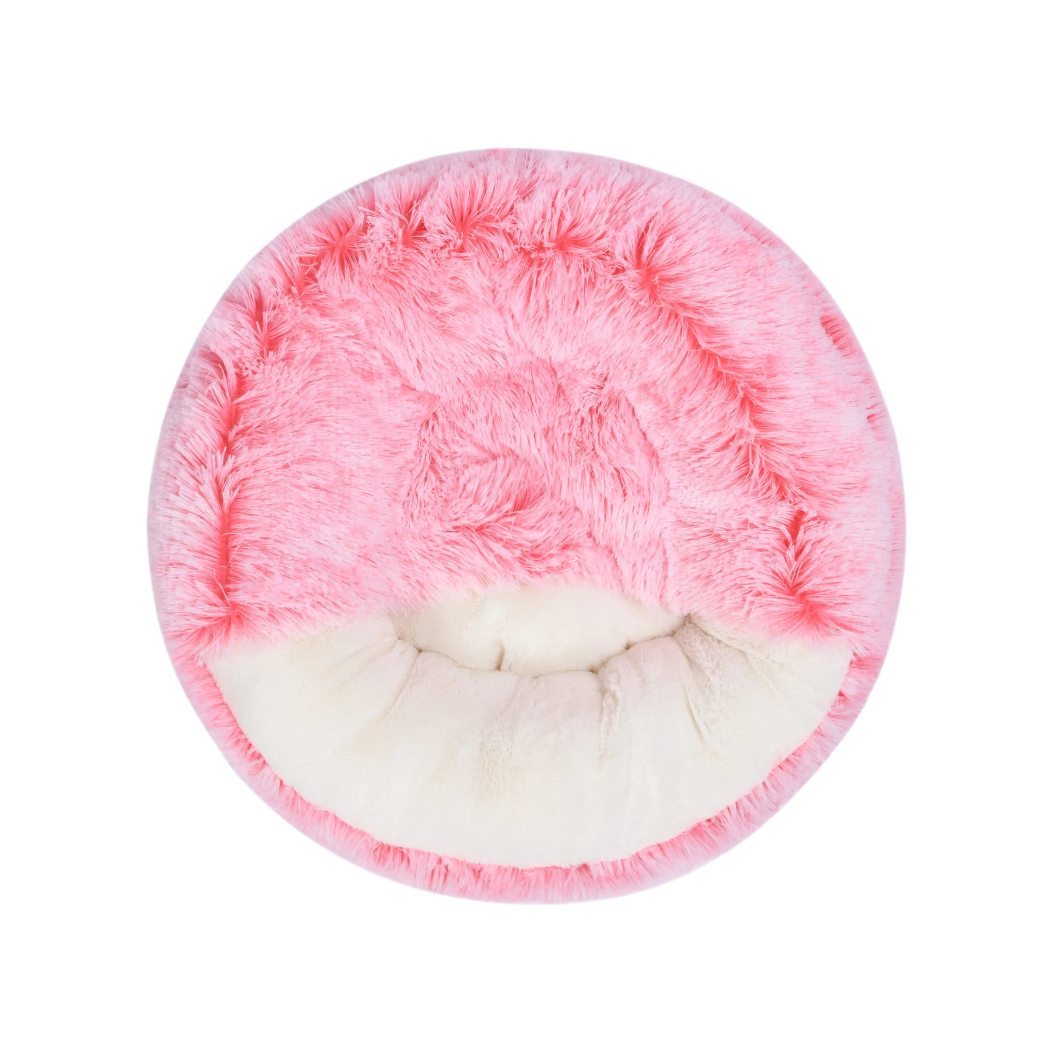 Snookie Hooded Pet Bed in Faux Fur - Ombre Pink