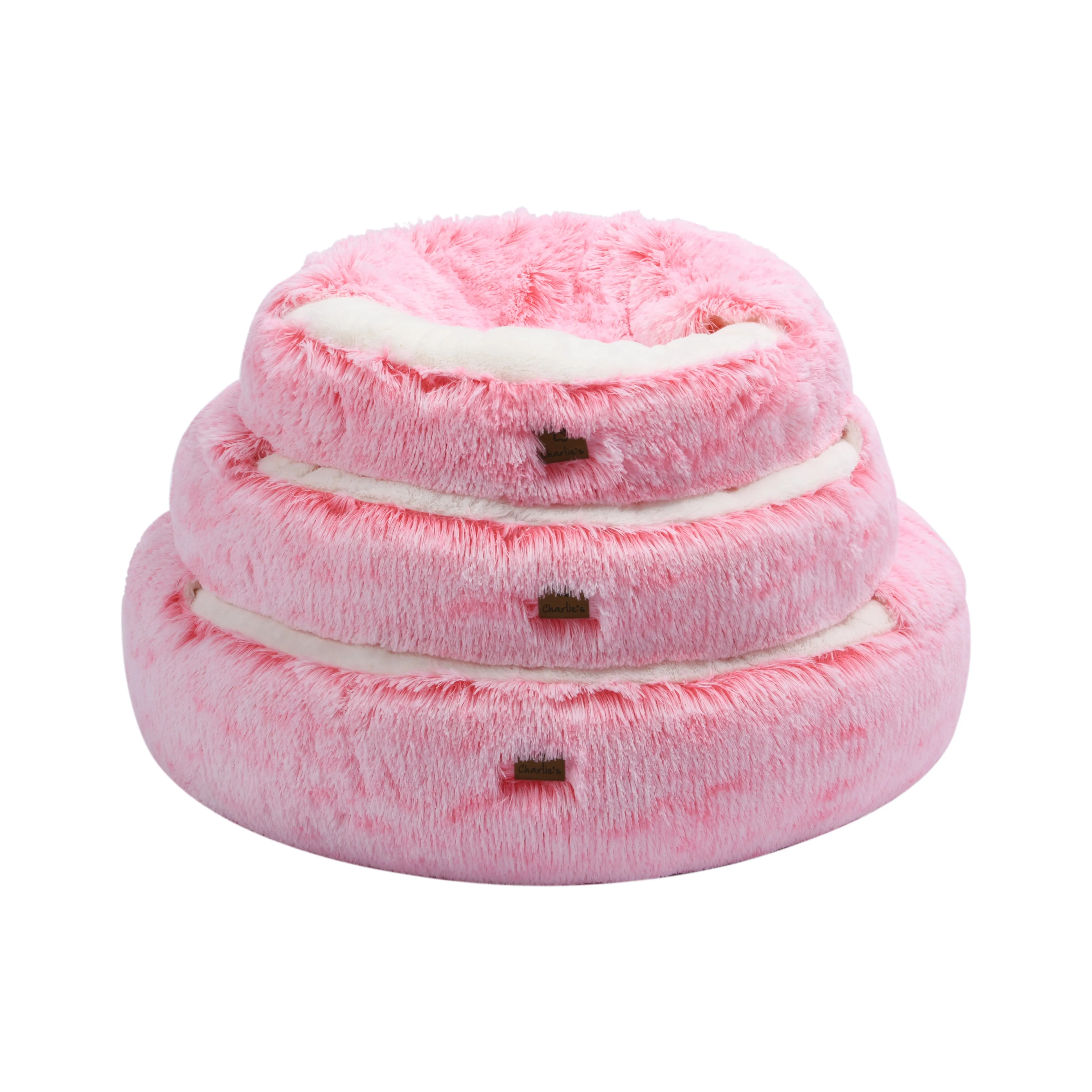 Snookie Hooded Pet Bed in Faux Fur - Ombre Pink