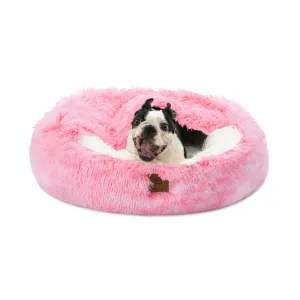 Snookie Hooded Pet Bed in Faux Fur - Ombre Pink