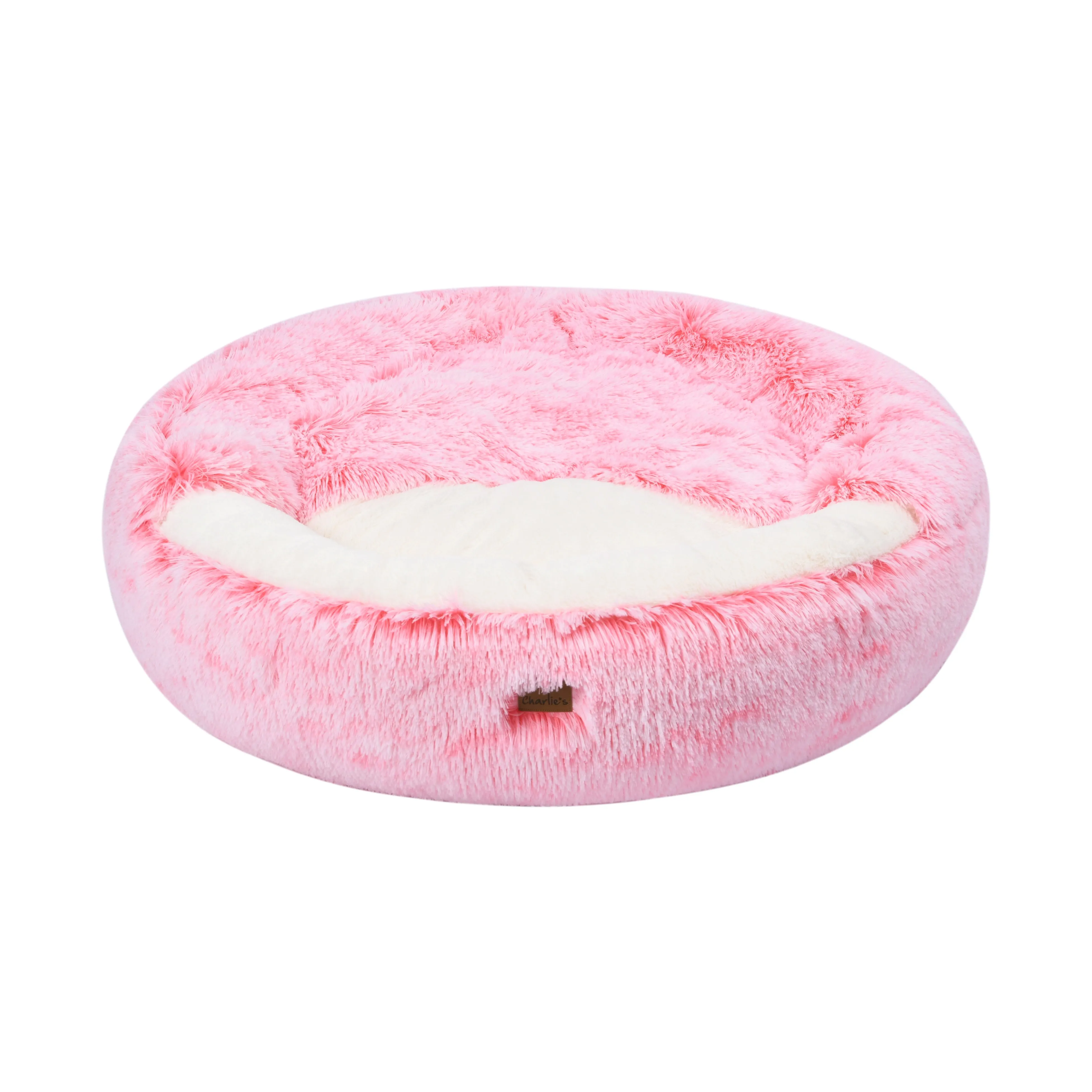 Snookie Hooded Pet Bed in Faux Fur - Ombre Pink