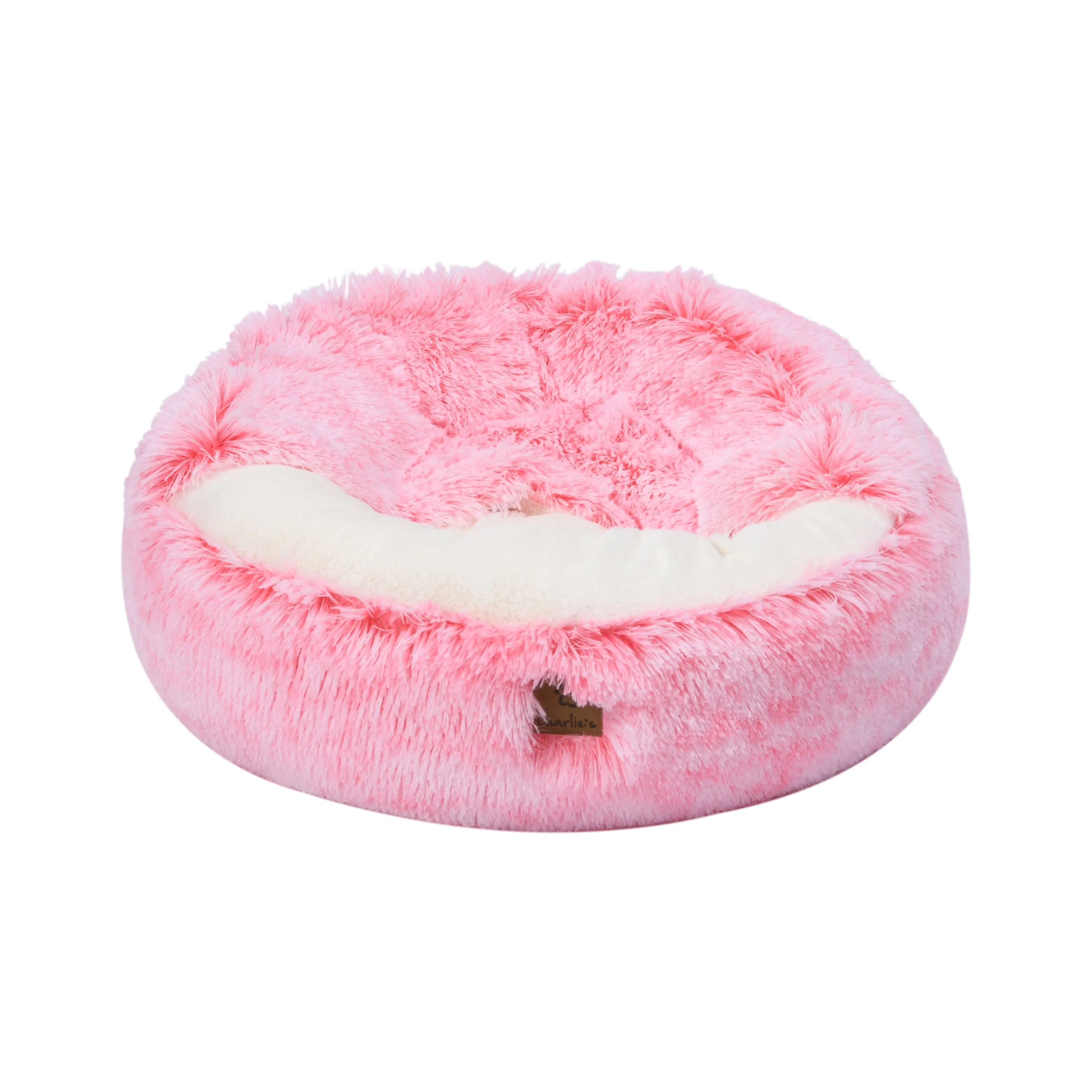 Snookie Hooded Pet Bed in Faux Fur - Ombre Pink