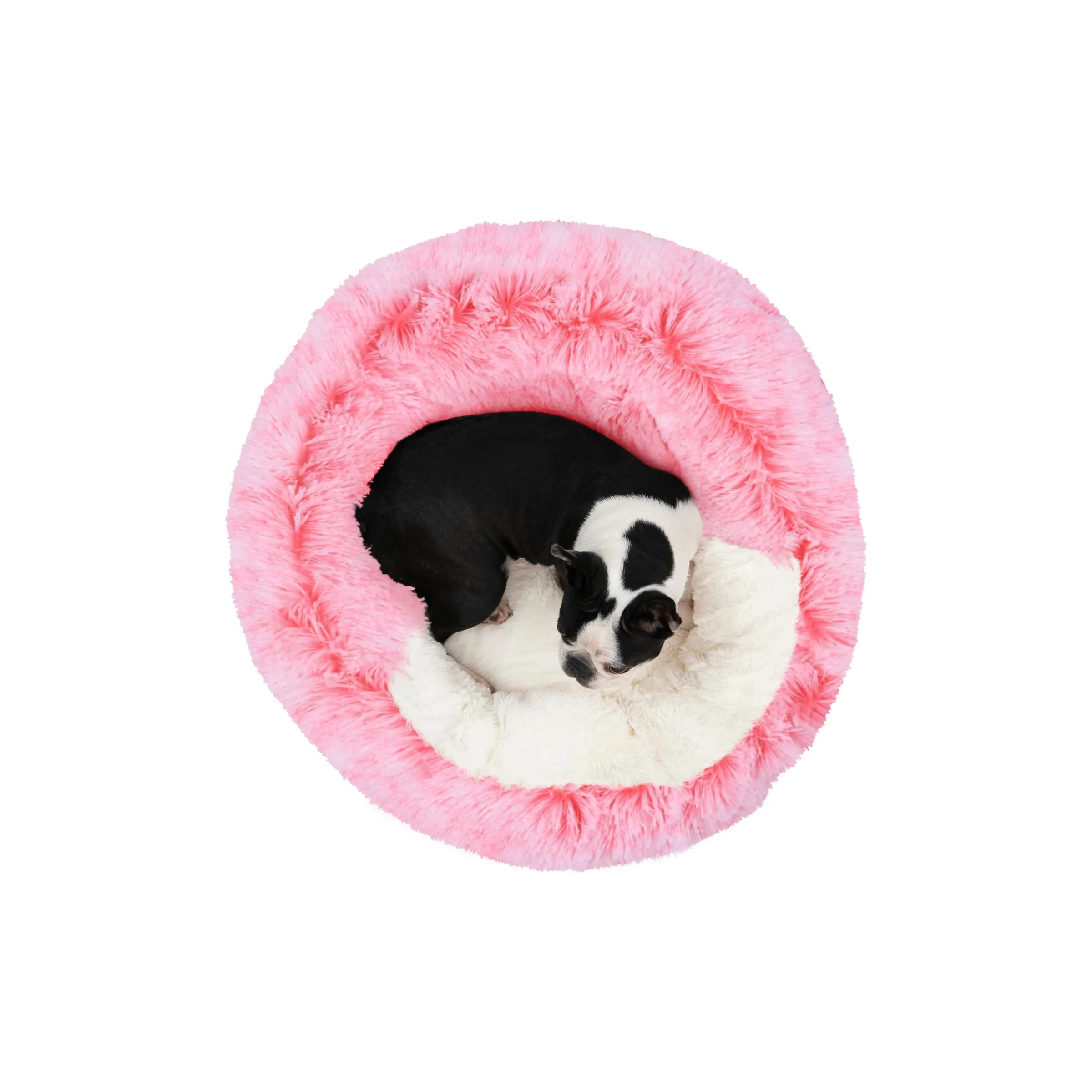 Snookie Hooded Pet Bed in Faux Fur - Ombre Pink