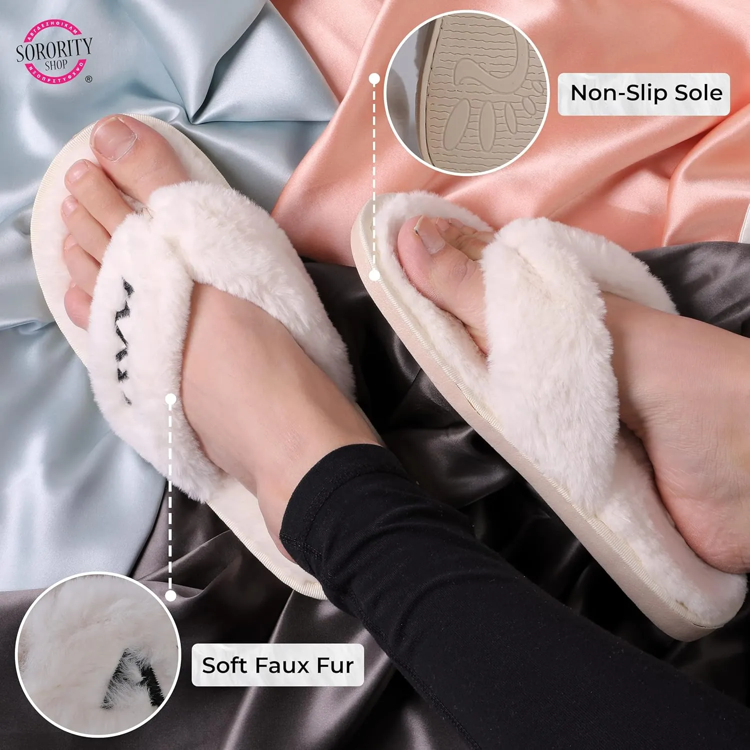 Sorority Shop Kappa Kappa Gamma Fuzzy Slippers Women
