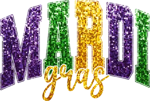 Sparkly Faux Glitter Mardi Gras DTF (direct-to-film) Transfer