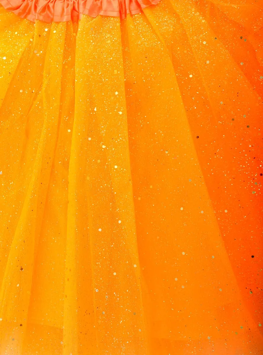 Sparkly Orange Glitter Tulle 40cm Adults Costume Tutu