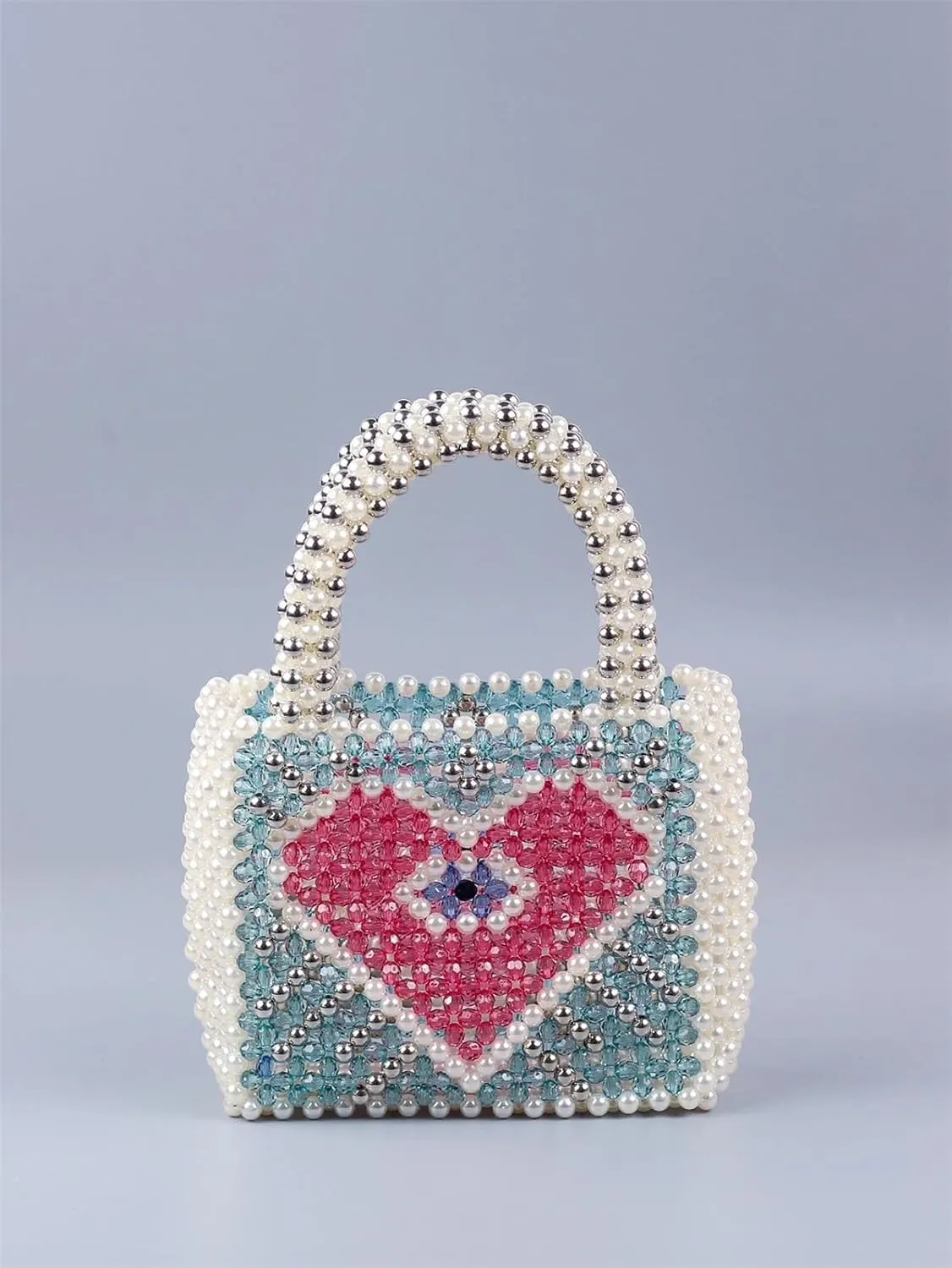 Sparkly Purse Popular Colorful Love Handbag Weaving Multi color Luxury Women's Pearl Beaded