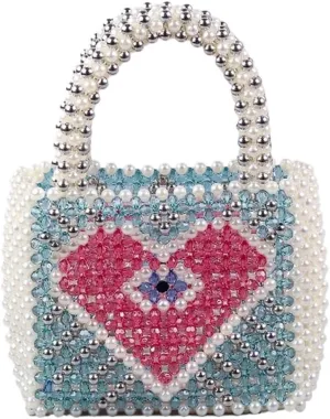 Sparkly Purse Popular Colorful Love Handbag Weaving Multi color Luxury Women's Pearl Beaded
