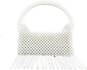 Sparkly Purse Vintage acrylic woven tassel beaded multi-color bag, banquet small square mobile phone bag, handbag