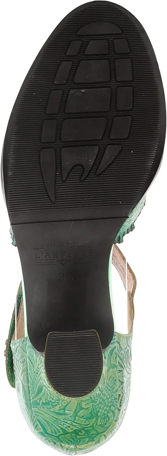 Spring Step L'Artiste Visionary Pump Shoes for Women | French Inspired Hand Painted Leather D'Orsay High Heels for Women with Ankle Strap