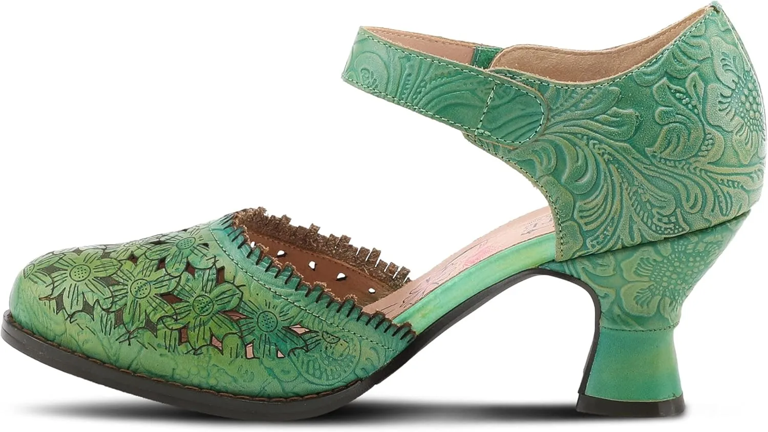 Spring Step L'Artiste Visionary Pump Shoes for Women | French Inspired Hand Painted Leather D'Orsay High Heels for Women with Ankle Strap