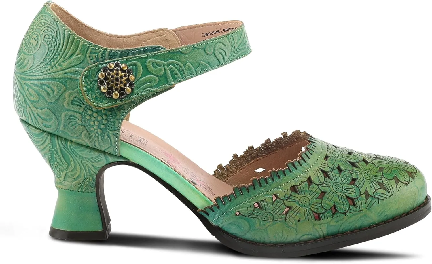 Spring Step L'Artiste Visionary Pump Shoes for Women | French Inspired Hand Painted Leather D'Orsay High Heels for Women with Ankle Strap