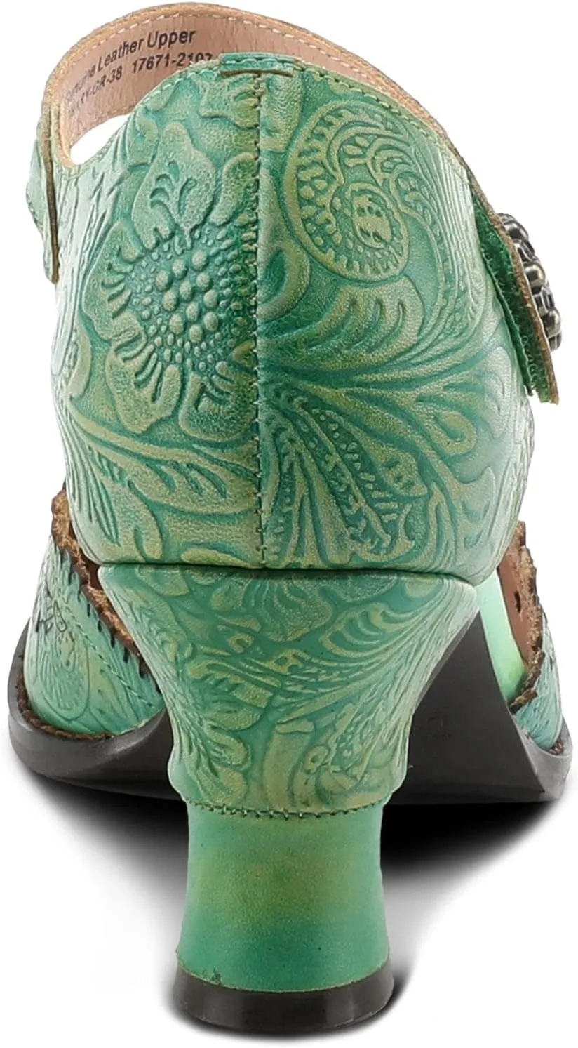 Spring Step L'Artiste Visionary Pump Shoes for Women | French Inspired Hand Painted Leather D'Orsay High Heels for Women with Ankle Strap
