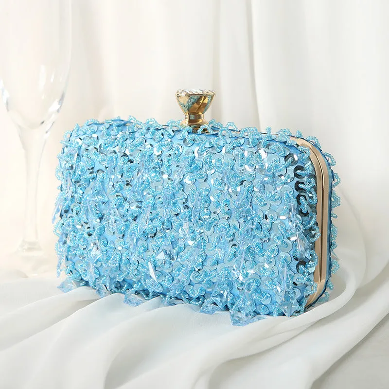 Square Exquisite Beaded Sequin Evening Clutch
