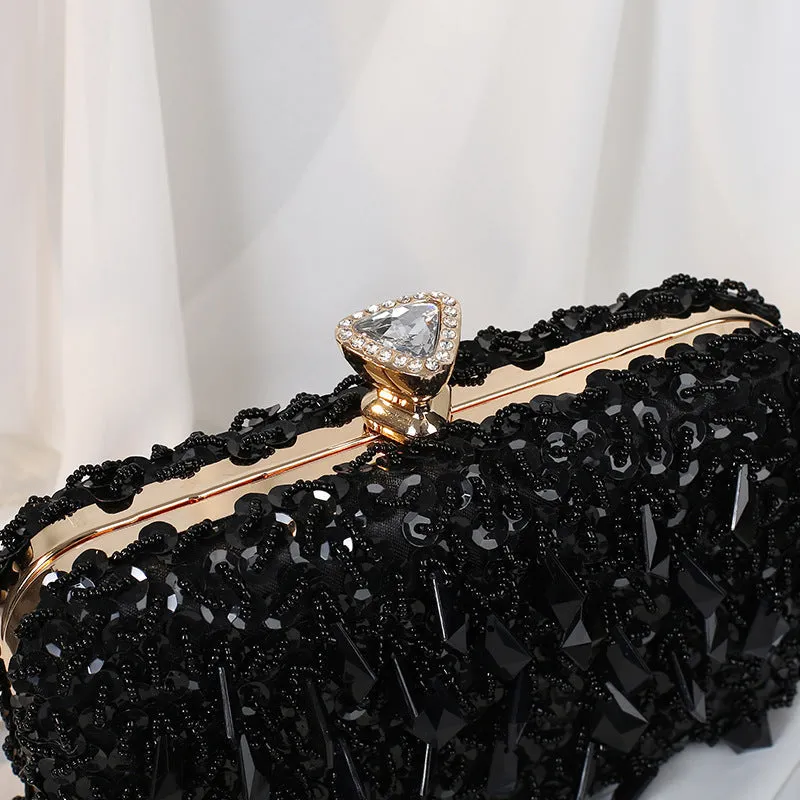 Square Exquisite Beaded Sequin Evening Clutch