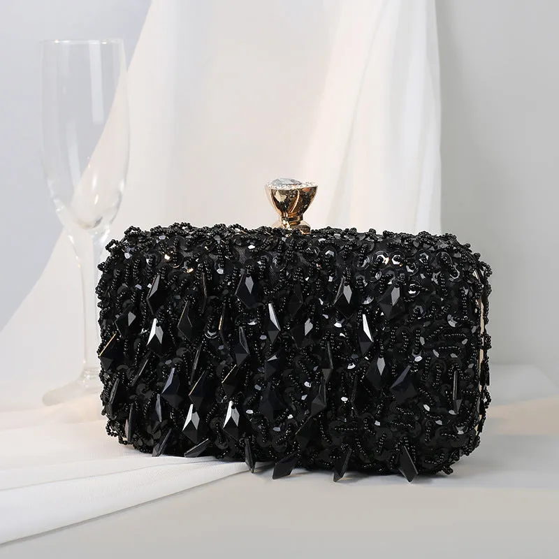 Square Exquisite Beaded Sequin Evening Clutch