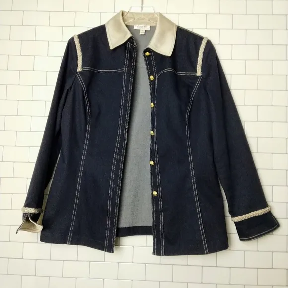 St john jean jacket braided detail size medium