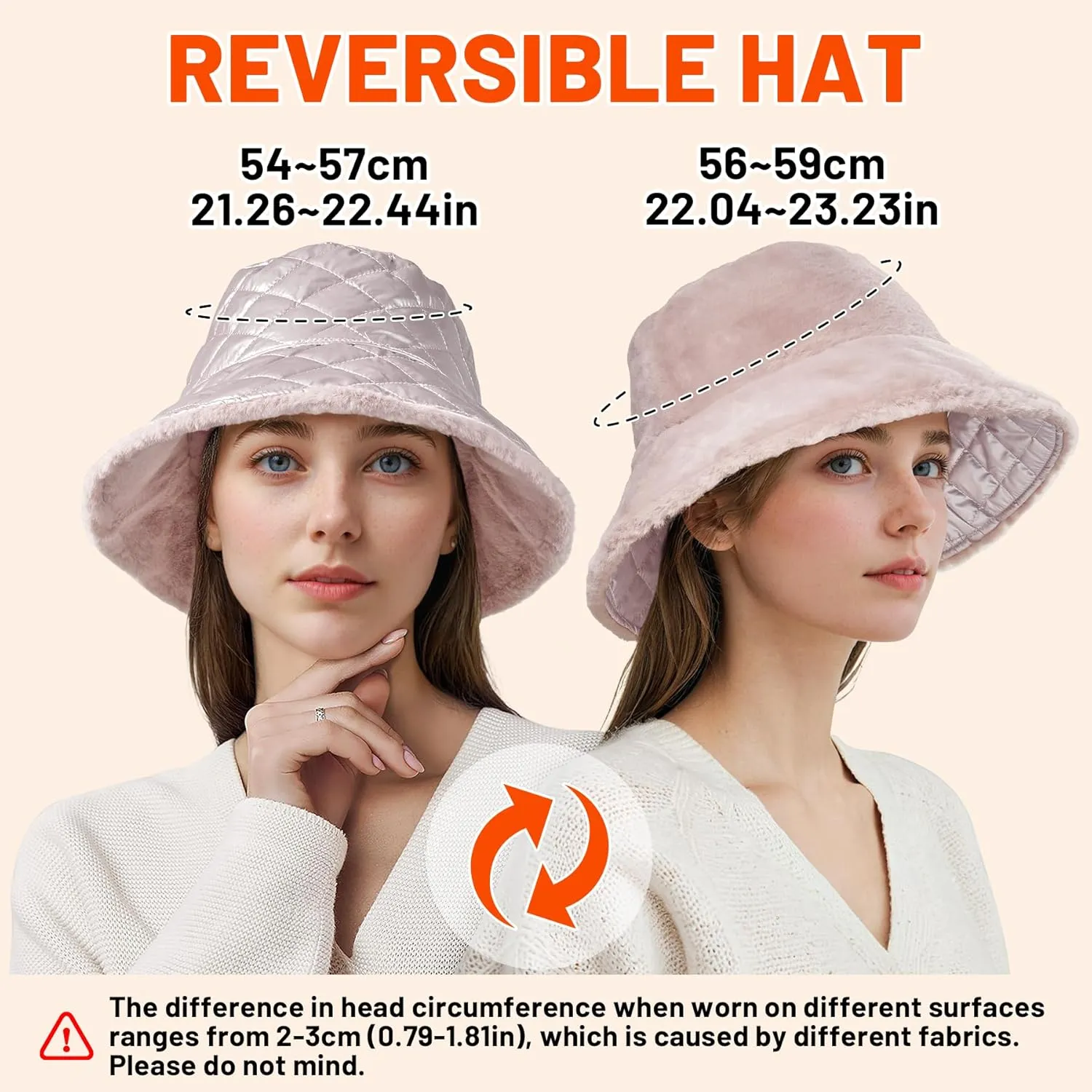 Sukeen Winter Bucket Hat for Women Faux Fur Warm Hat Trendy Reversible Hats Windproof Fluffy Fisherman Cap for Outdoor