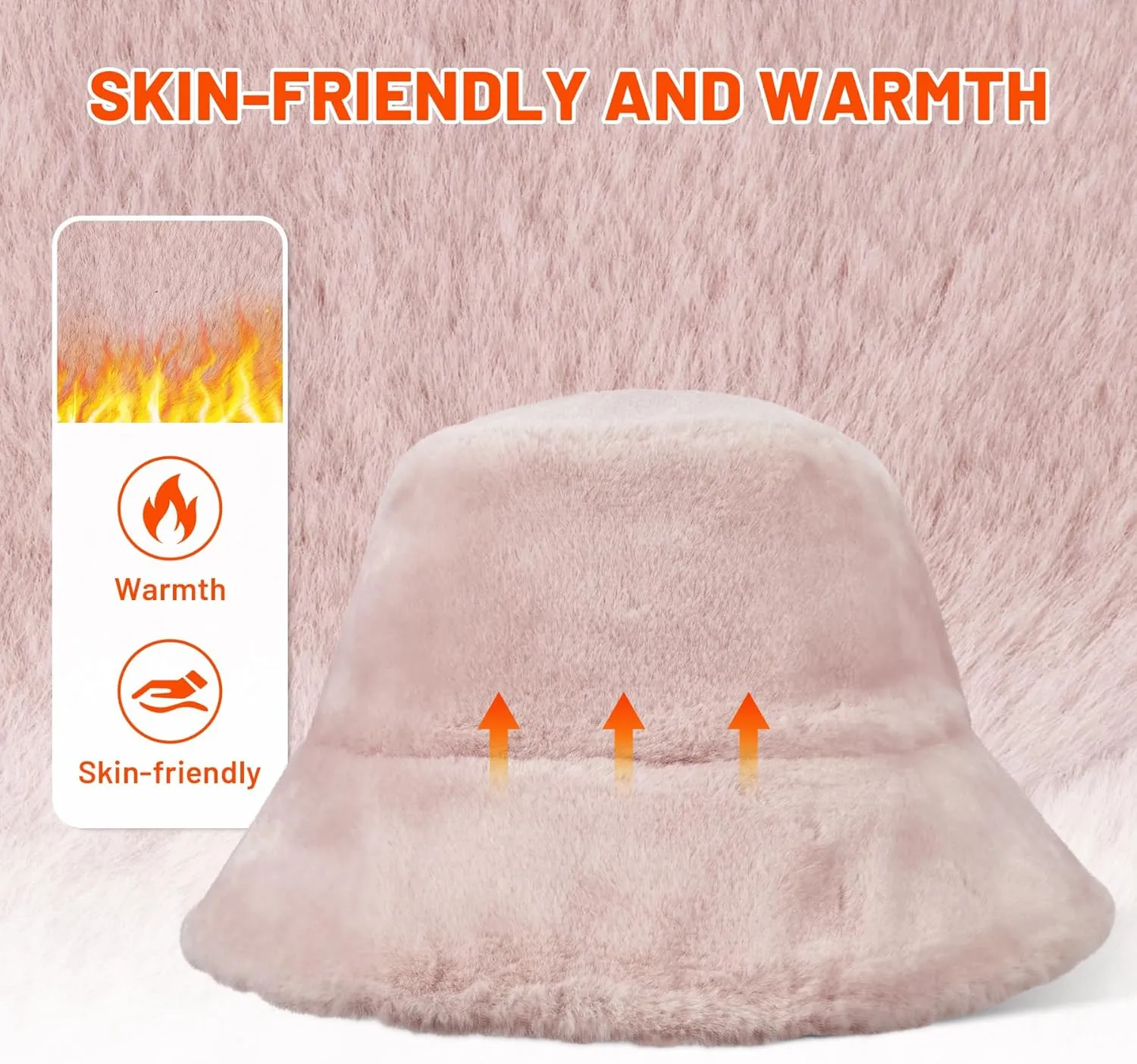 Sukeen Winter Bucket Hat for Women Faux Fur Warm Hat Trendy Reversible Hats Windproof Fluffy Fisherman Cap for Outdoor