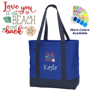 Summer Easy-to-install Back, Beach Tote Personalized Love Wife Mom with Tote, Bag, Beach the Embroidered to Gift Perfect You Name, with and VR-compatible
