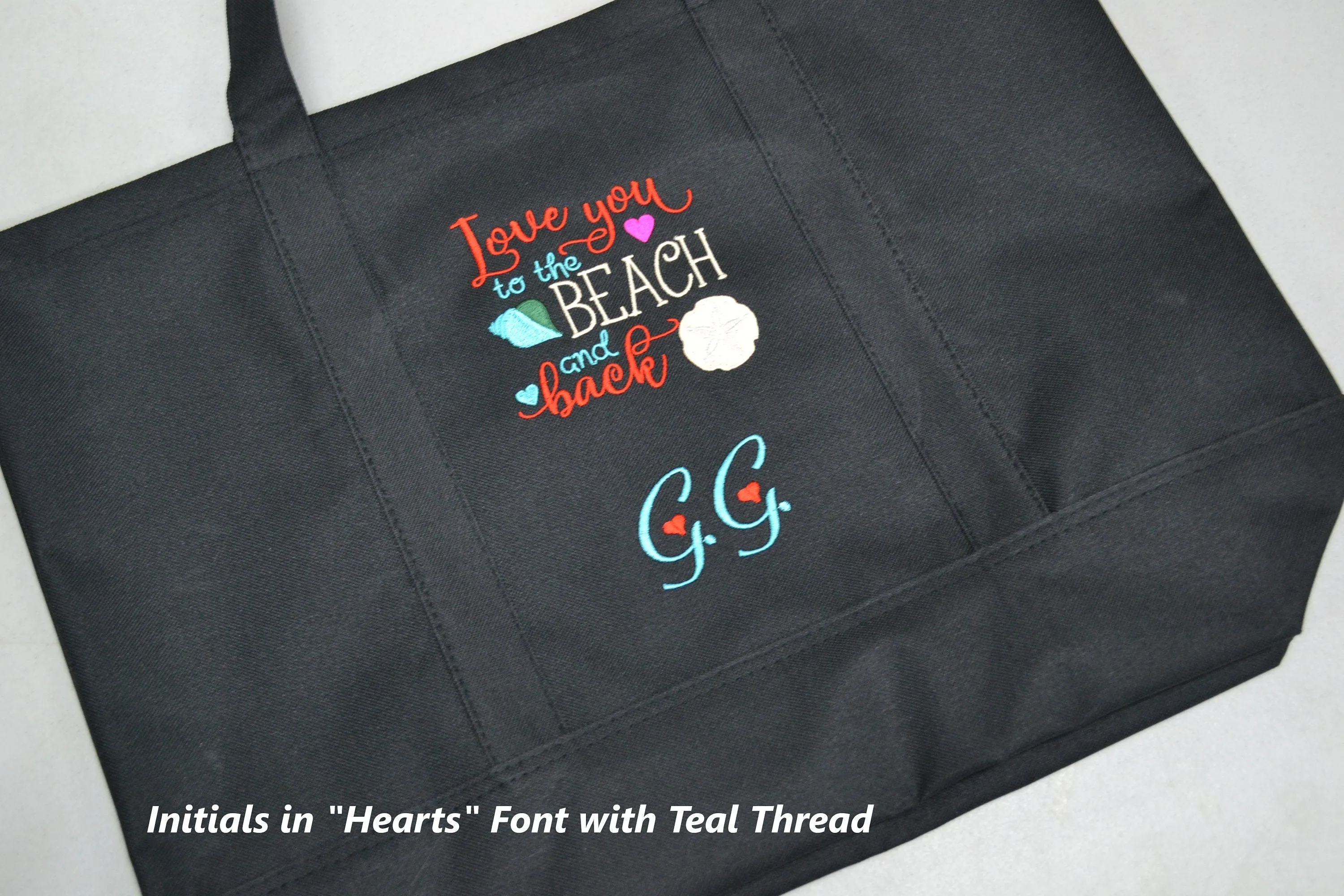 Summer Easy-to-install Back, Beach Tote Personalized Love Wife Mom with Tote, Bag, Beach the Embroidered to Gift Perfect You Name, with and VR-compatible