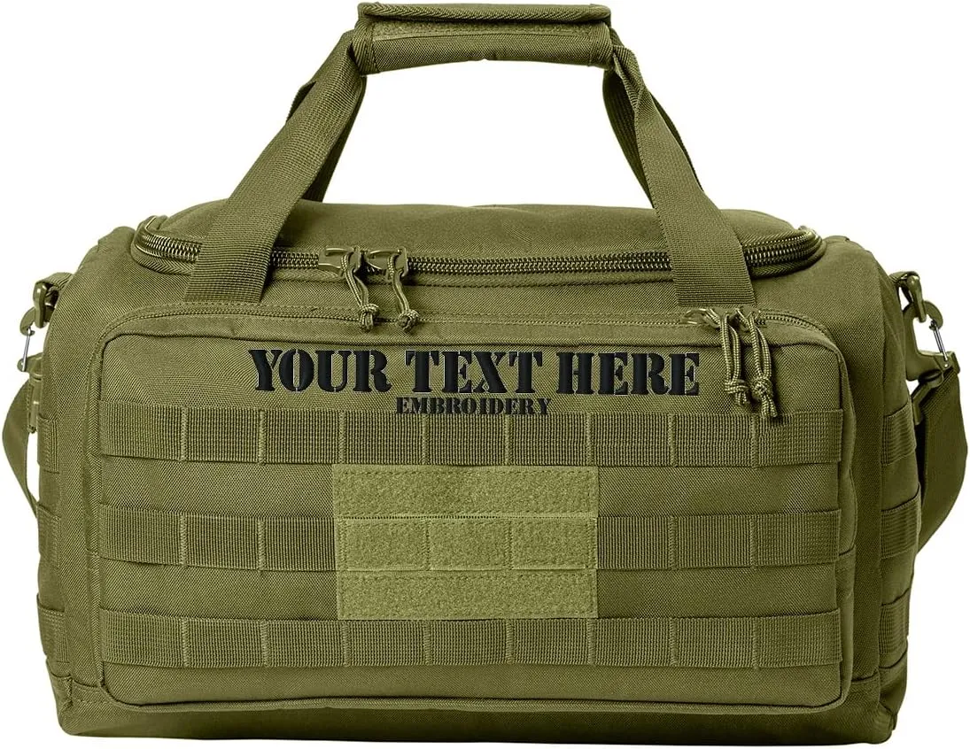 Tactical Gear bag Heavy Duty Duffel Gym bag Custom Embroidered with your own text (Olive Drab Green)
