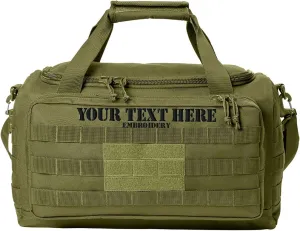 Tactical Gear bag Heavy Duty Duffel Gym bag Custom Embroidered with your own text (Olive Drab Green)