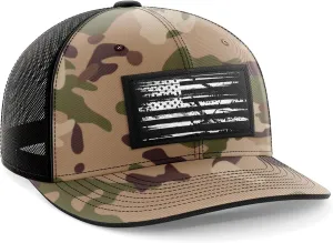 Tactical Pro Supply Trucker Hat - American Flag Hat for Men & Women | Patriotic USA Leather Patch Flag Trucker Snapback Hats